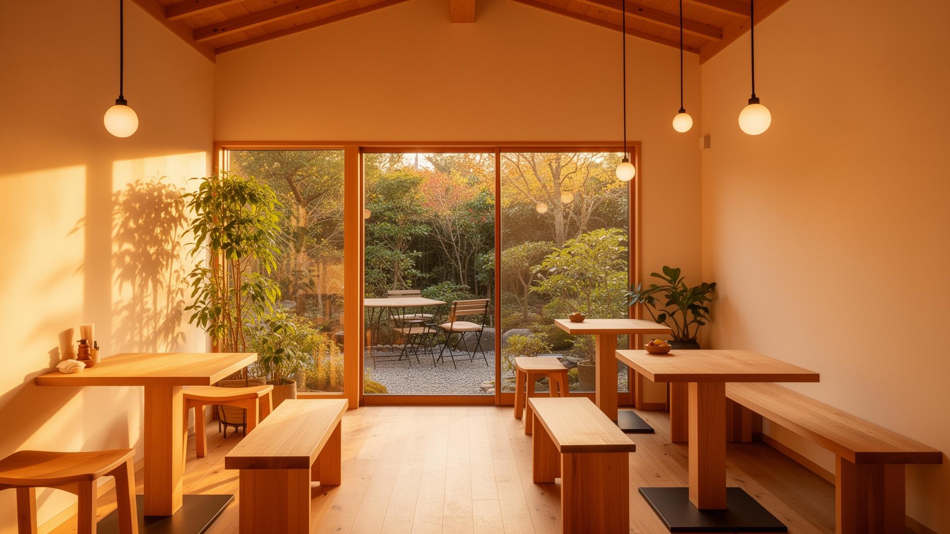 Interior OYEN Café — minimalist cabin
